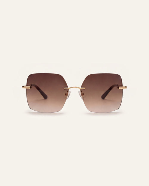 Billie Gold Rimless Sunglasses, front