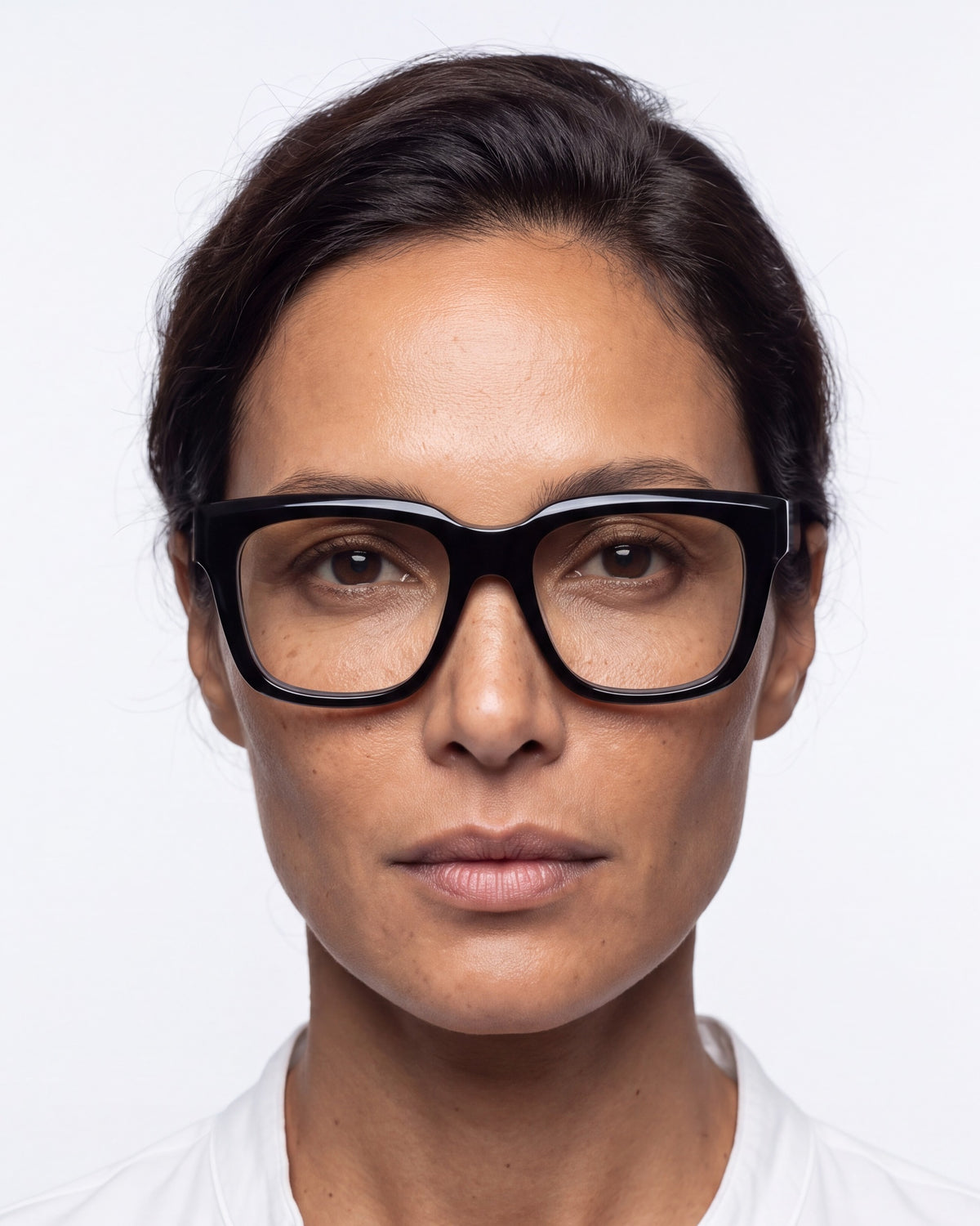 Therese in black, worn, Dawn lenses